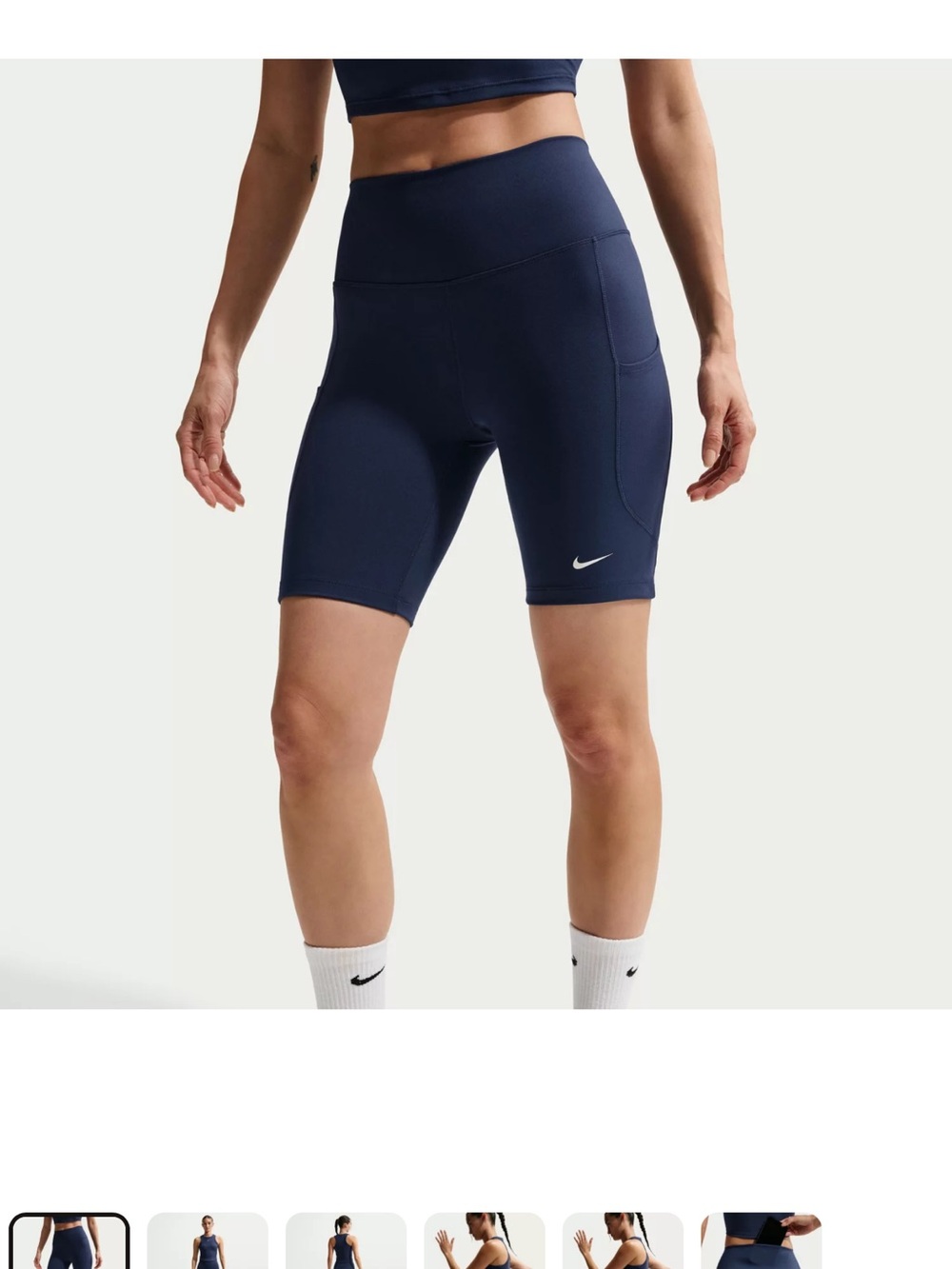 Nike Women's Navy High-Waist Bike Shorts
